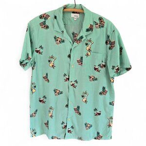 Sonoma Goods For Life Mens Large  Tropical Hawaiian Button-Up Shirt Green